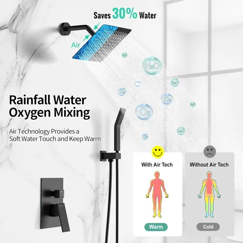 Miniatura 67 de SR SUN RISE ORB - Juego de cabezal de ducha cuadrado y mango de lluvia, accesorios de ducha montados en la pared, kits de reparación de grifo