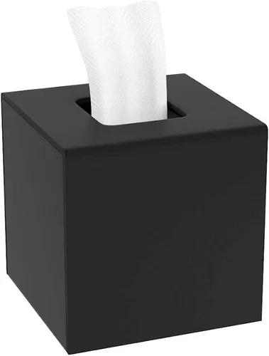 HIIMIEI Funda para caja de pañuelos, soporte de pañuelos acrílico dispensador de servilletas para decoración de escritorio de hogar oficina Negro