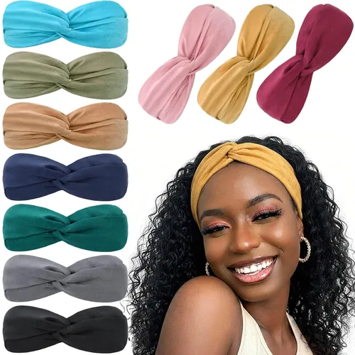 Miniatura 14 de DRESHOW - Paquete de 10 diademas para mujer con diseño entrecruzado vintage, estilo bohemio, trenzadas, elásticas, accesorios para el cabello