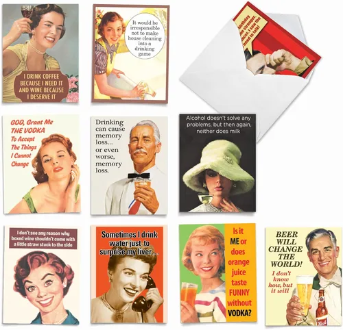 Miniatura 11 de The Best Card Company - 10 tarjetas de felicitación divertidas en blanco para mujer (4 x 5.12 pulgadas) - Surtido en caja para todas las ocasiones