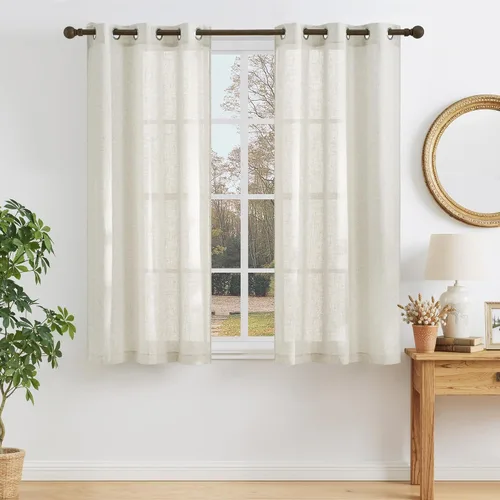 Miniatura 166 de NICETOWN Cortinas de lino traslúcidas con textura de lino de 84 pulgadas de largo, con ojales semitraslúcidos, tratamientos de ventana, privacidad