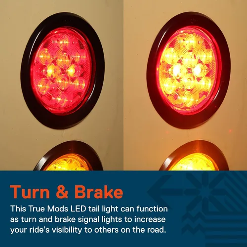 Miniatura 3 de Luces de LED traseras, de freno, redondas, color rojo, de 4 pulgadas para camiones, casas rodantes, Jeep. – Certificado DOT, anillo de hule