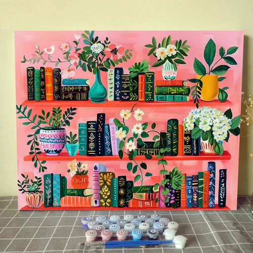 Miniatura 8 de Aihonmin Estantería 6 Pack Pintar por Números para Adultos Libros Pintura DIY sobre Lienzo con Pinceles Pigmento Manualidades DIY Pintura Acrílica