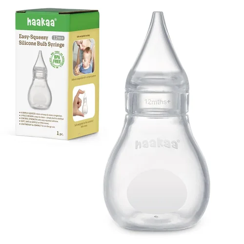 Haakaa Aspirador nasal de silicona para bebés | Jeringa de bulbo de nariz | Limpiador de nariz de bebé fácil de apretar, recién nacido y niño