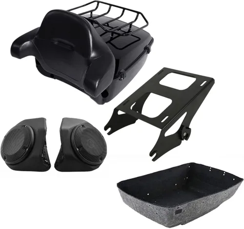 Miniatura 36 de TCMT King - Caja para maletero de motocicleta, almohadilla para respaldo, portaequipajes, altavoces, luces laterales, luz trasera para Harley