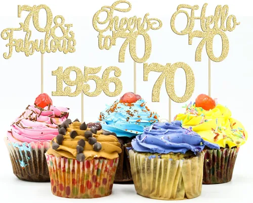 Miniatura 72 de Gyufise Paquete de 24 adornos negros para cupcakes de 10.º cumpleaños con purpurina negra 10 Ten Hello 10 Dights dobles desde 2015 para decoraciones
