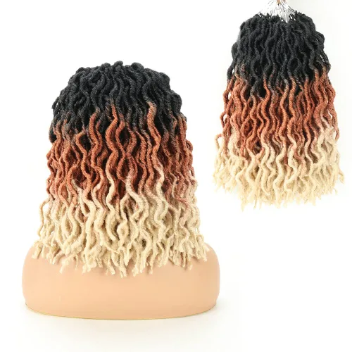 Miniatura 25 de Eliza Rastas gitanas onduladas de 18 pulgadas, cabello de ganchillo suave, 6 paquetes de trenzas sintéticas de diosa, raíces africanas, extensiones