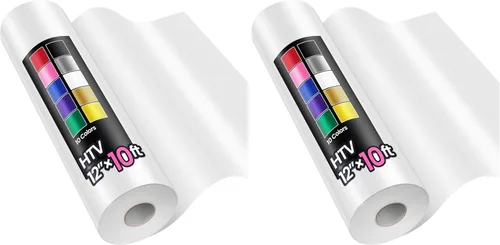 Miniatura 13 de Rollos de Vinilo de Transferencia de Calor HTV de 12" x 10 pies, Blanco, Sooez Vinilo HTV para Camisetas, Vinilo para Planchar, Fácil de Cortar