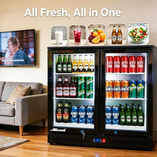 Miniatura 8 de Enfriador de barra trasera para debajo de la encimera, refrigerador de bebidas de 7.5 pies cúbicos, refrigerador bajo encimera, 2 puertas de 36