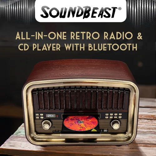 Miniatura 2 de SoundBeast Radio Todo en Uno AM/FM con Reproductor de CD, Entrada Bluetooth, Reproducción y Grabación USB, Reproducción de Tarjeta SD, Entrada