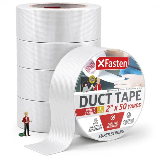 Miniatura 12 de XFasten Cinta adhesiva superfuerte, color blanco, 24.9 x 90.6 ft, cinta adhesiva impermeable para uso al aire libre, interior, escuela e industrial