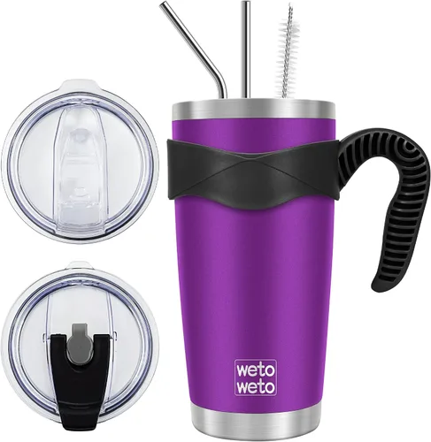 Miniatura 27 de WETOWETO - Vaso de viaje con aislamiento de 20 onzas, de acero inoxidable, con doble pared, a prueba de fugas, taza de café con revestimiento