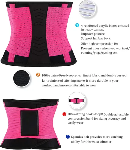 Miniatura 5 de VENUZOR Cinturón de entrenamiento de cintura para mujer – Faja reductora de cintura – Cinturón adelgazante – Cinturón deportivo (grado UP)