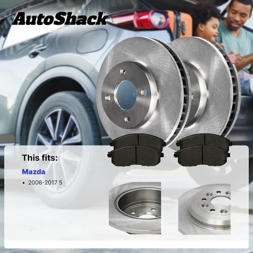 Miniatura 2 de AutoShack Rotores de freno con pastillas de freno delanteras y traseras Rotor de freno y pastillas de repuesto para Mazda 5 2.3L 2.5L FWD