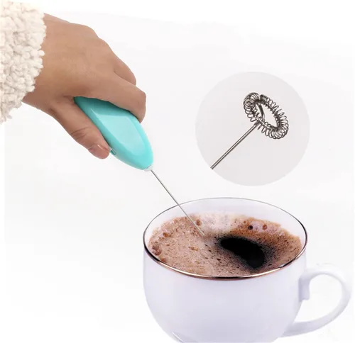 Miniatura 2 de Mezclador eléctrico de café, mini espumador, batidor de café eléctrico de mano de acero inoxidable, espumador de leche, mezclador de huevos, batidor
