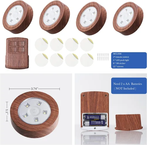 Miniatura 2 de Luces de disco con control remoto, luces LED para debajo del gabinete con temporizador automático, funciona con pilas, luz regulable debajo