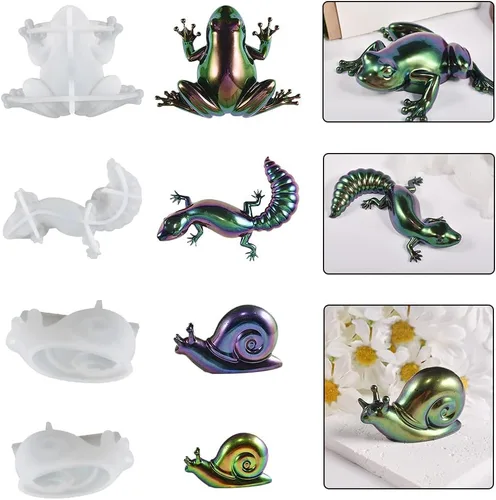 Miniatura 9 de 4 moldes de resina de animales, moldes de rana, lagarto, caracoles de silicona, moldes de joyería para resina epoxi, decoración del hogar