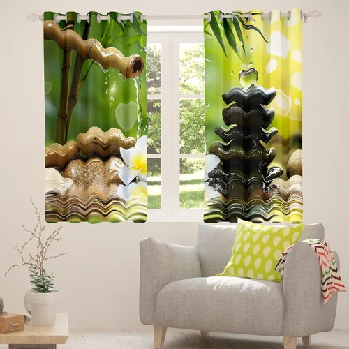 Miniatura 5 de Cortinas con piedras zen, cortinas de bambú para ventana de velas para niños, niñas, adolescentes, cortinas de tratamiento de ventanas de spa