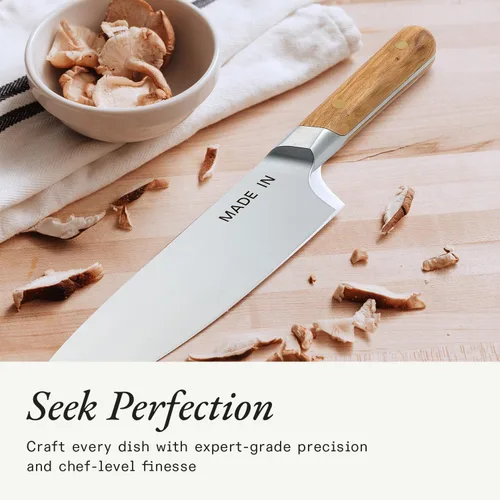 Miniatura 4 de Made In Cookware - Cuchillo de chef de 20 cm - Fabricado en Francia - Espiga completa con mango de madera de olivo