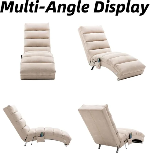 Miniatura 7 de Chaise Lounge de lino para interiores con función de masaje eléctrico, moderna silla reclinable para oficina, sala de estar o dormitorio