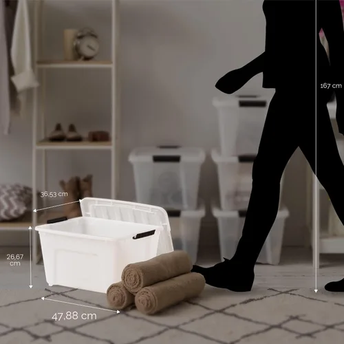 Miniatura 10 de IRIS Contenedores de almacenamiento de plástico apilables de 32 cuartos de galón con tapas, paquete de 6 unidades, sin BPA, fabricados en Estados
