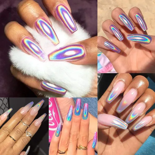 Miniatura 6 de GA&EN Polvo holográfico de esmalte de uñas fino arco iris holográfico Holo unicornio espejo efecto láser, pigmento de manicura multicromado, polvo