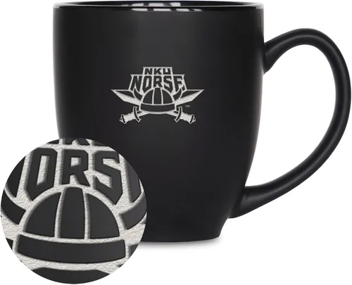 Miniatura 327 de Rico Industries - Taza de cerámica mate negra con grabado láser estándar de 15oz para NCAA (escuelas T & U) - Para bebidas calientes o frías