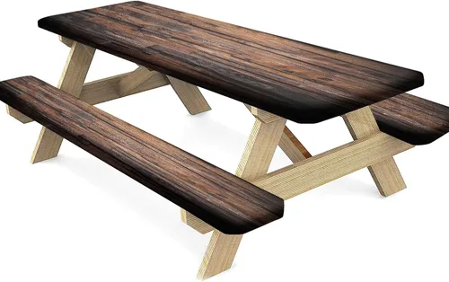 Miniatura 27 de Mantel ajustable para mesa y banco de pícnic de Halloween, diseño de fantasma, impermeable, 28 x 72 pulgadas, juego de 3 piezas, mantel ajustable al