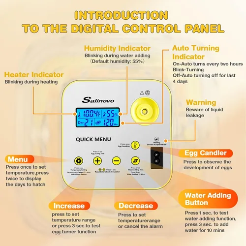 Miniatura 9 de Incubadora para incubar huevos, capacidad de 12 huevos, humidificación automática recién actualizada 2026, control de temperatura y humedad, Amarillo