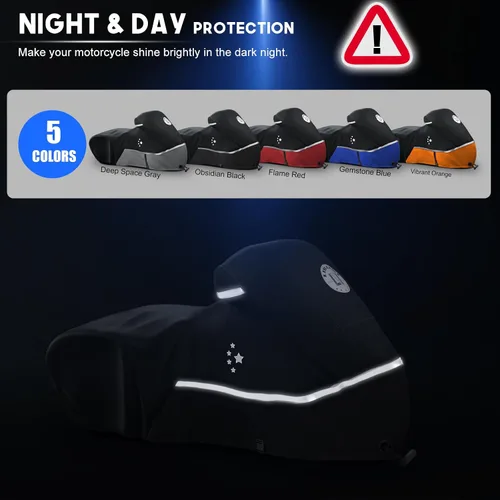 Miniatura 6 de Funda para motocicleta 420D resistente para todas las estaciones, universal, impermeable, protección al aire libre, 86" XL, funda para vehículo/negro