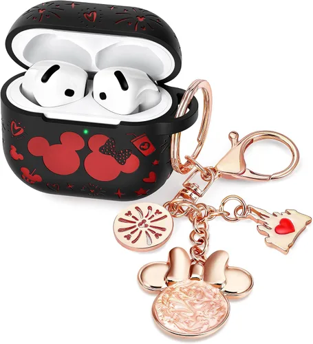 Miniatura 11 de Con bonito llavero) Girovo Compatible con AirPods Pro 3 Case (2025) Mujer Silicona Suave Dos Tonos Divertidos Dibujos Animados Grabados Portátil