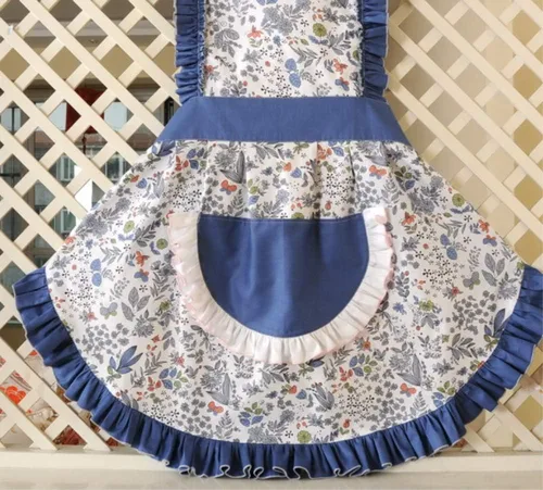 Miniatura 2 de CRB Fashion Delantal para cocinar y hornear para mujeres Delantales de cocina para mujer y señora con bolsillo, Azul marino, Talla única