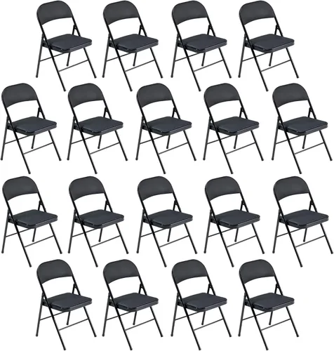 Miniatura 15 de Paquete de 4 sillas plegables negras con cojín acolchado y respaldo para interiores y exteriores, silla plegable comercial apilable portátil