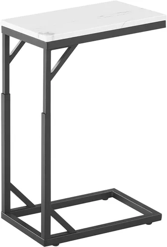 Miniatura 7 de Mesa auxiliar en forma de C, mesa de sofá pequeña con marco de metal, mesa auxiliar de altura ajustable para sofá, sala de estar, dormitorio, mesita