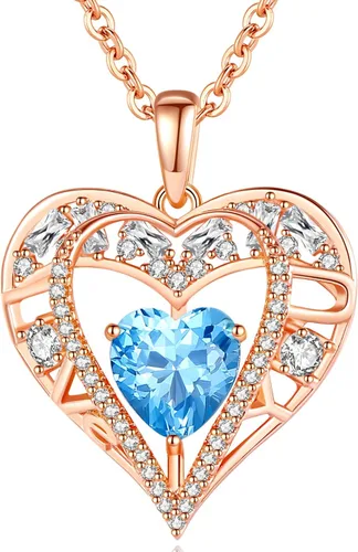 Miniatura 7 de Collar de cristal de 5 corazones, chapado en oro rosa de 18 quilates, colgante con cadena de plata de ley 925 de 18 + 2 pulgadas, joyería de piedra