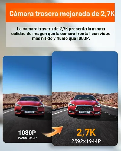Miniatura 3 de Vantrue Cámara de tablero E2 delantera y trasera, cámara trasera de 2.7 K, STARVIS dual, cámara de tablero de 2.7K + 2.7K para automóviles, control