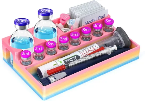 Miniatura 9 de YOUSHARES Estuche para viales de péptido, organizador de viales de insulina de 0.1 fl oz y 1.0 fl oz, suministros para diabetes, soporte para nevera