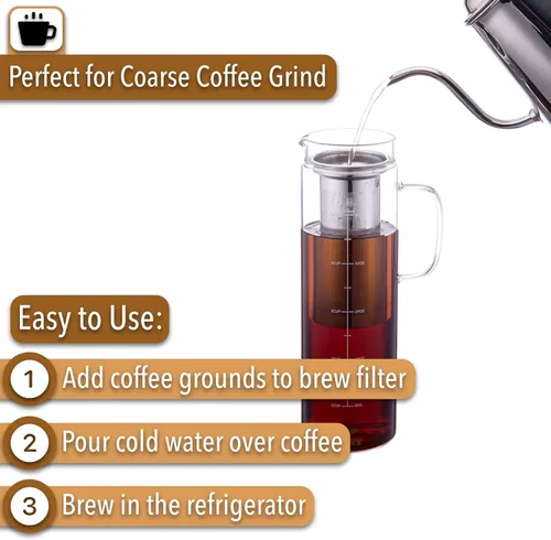 Miniatura 4 de BTAT - Cafetera fría de 1.5 cuartos de galón, cafetera helada de 48 onzas, cafetera helada, jarra hermética de preparación fría, accesorios de café