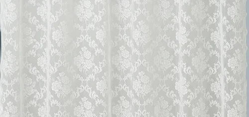 Miniatura 5 de ASATEX Cortina de ducha de encaje marfil. Cortina de baño de diseño floral clásico de 72 x 72 pulgadas con cenefa adjunta y borlas. Cortinas