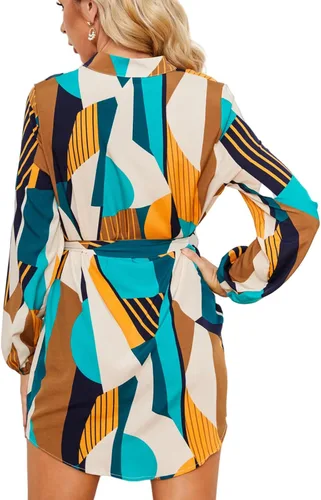 Miniatura 2 de Minivestido suelto con cuello en V y manga de siete puntos para mujer