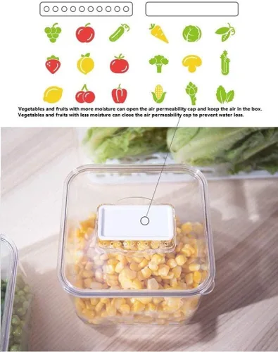Miniatura 7 de SANNO Organizador de refrigerador de verduras, contenedores de alimentos con tapas, contenedores para refrigerador, alimentos, frutas, verduras