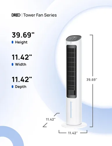 Miniatura 8 de DREO Enfriador de aire evaporativo, ventilador de enfriamiento sin aspas de 40 pulgadas para dormitorio, ventiladores oscilantes de 80° que soplan