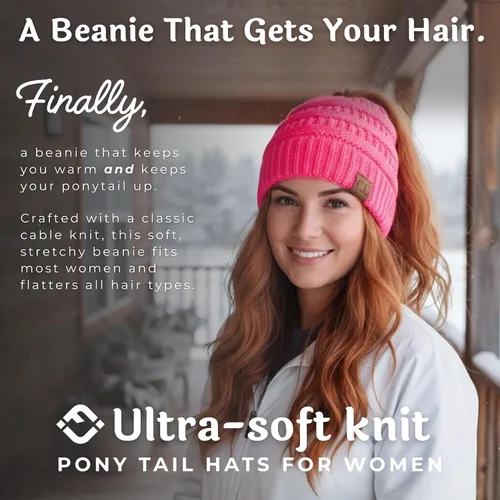 Miniatura 72 de Funky Junque - Gorro para mujer con ranura para cola de caballo