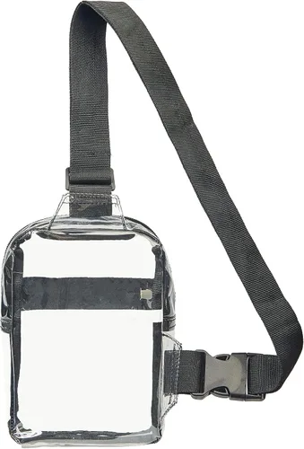 Miniatura 9 de Riñonera pequeña transparente, bolsa transparente resistente, bonita mochila cruzada en el pecho para mujeres y niñas, Negro, S, Bolso de pecho
