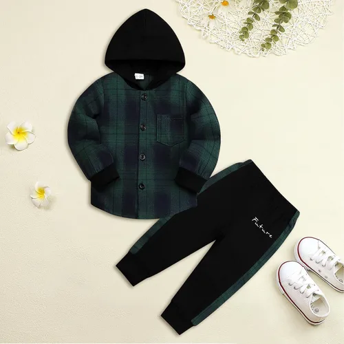 Miniatura 73 de Conjunto de ropa para bebés y niños pequeños, camisa con capucha y pantalones deportivos para otoño e invierno