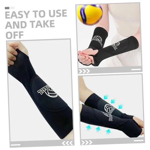 Miniatura 5 de Mikikit 1 par de codos acolchados protectores de brazo deportivos para voleibol y baloncesto, soporte de compresión, almohadillas protectoras