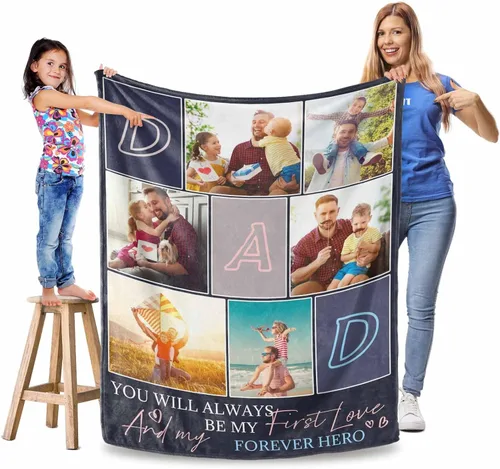 Miniatura 5 de Manta personalizada para el Día del Padre, regalos para papá, mantas personalizadas con fotos, mantas personalizadas de collage de fotos, manta suave