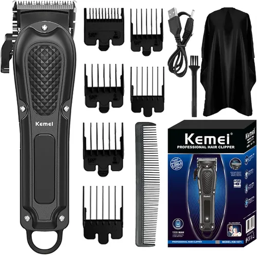 KEMEI KM-1071 - Cortapelos para hombre, profesional, inalámbrica, con cable, para cortar y arreglar el cabello, recortadora de barba recargable para
