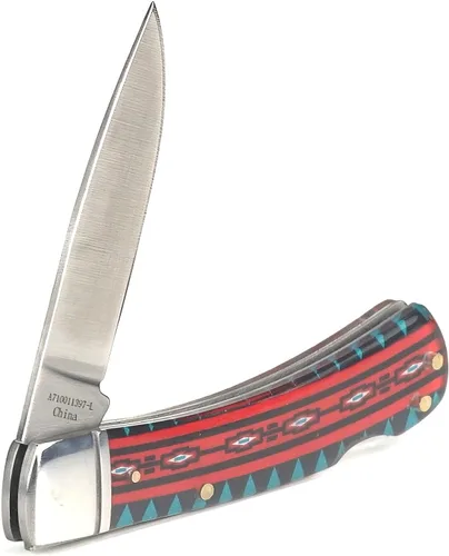 Miniatura 5 de ARIAT Aztec - Cuchillo de bolsillo plegable de hoja lisa, acrílico, multicolor, hoja de 3 pulgadas (grande)