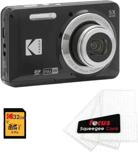 Kodak PIXPRO Friendly Zoom FZ55 - Cámara digital (negro) con tarjeta de memoria de 32 GB y protectores de pantalla LCD para cámara digital (3